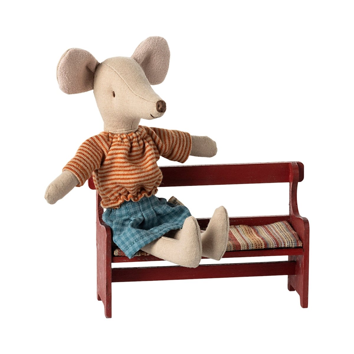 Maileg Bench, Mouse Size - Red - I Want That Present