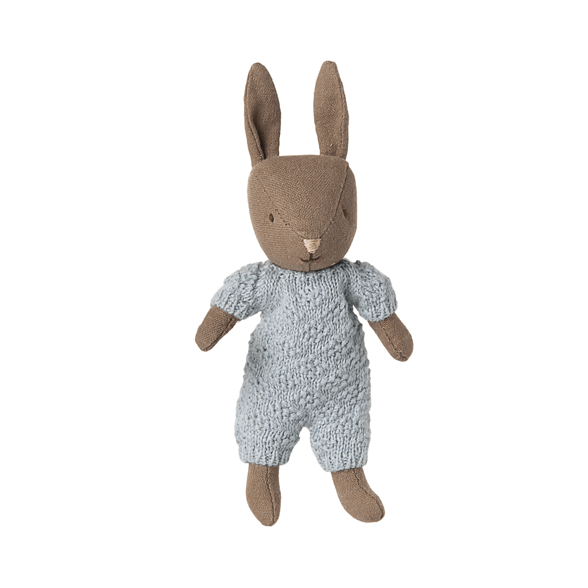 Maileg Rabbit, Micro - Brown - Blue - I Want That Present
