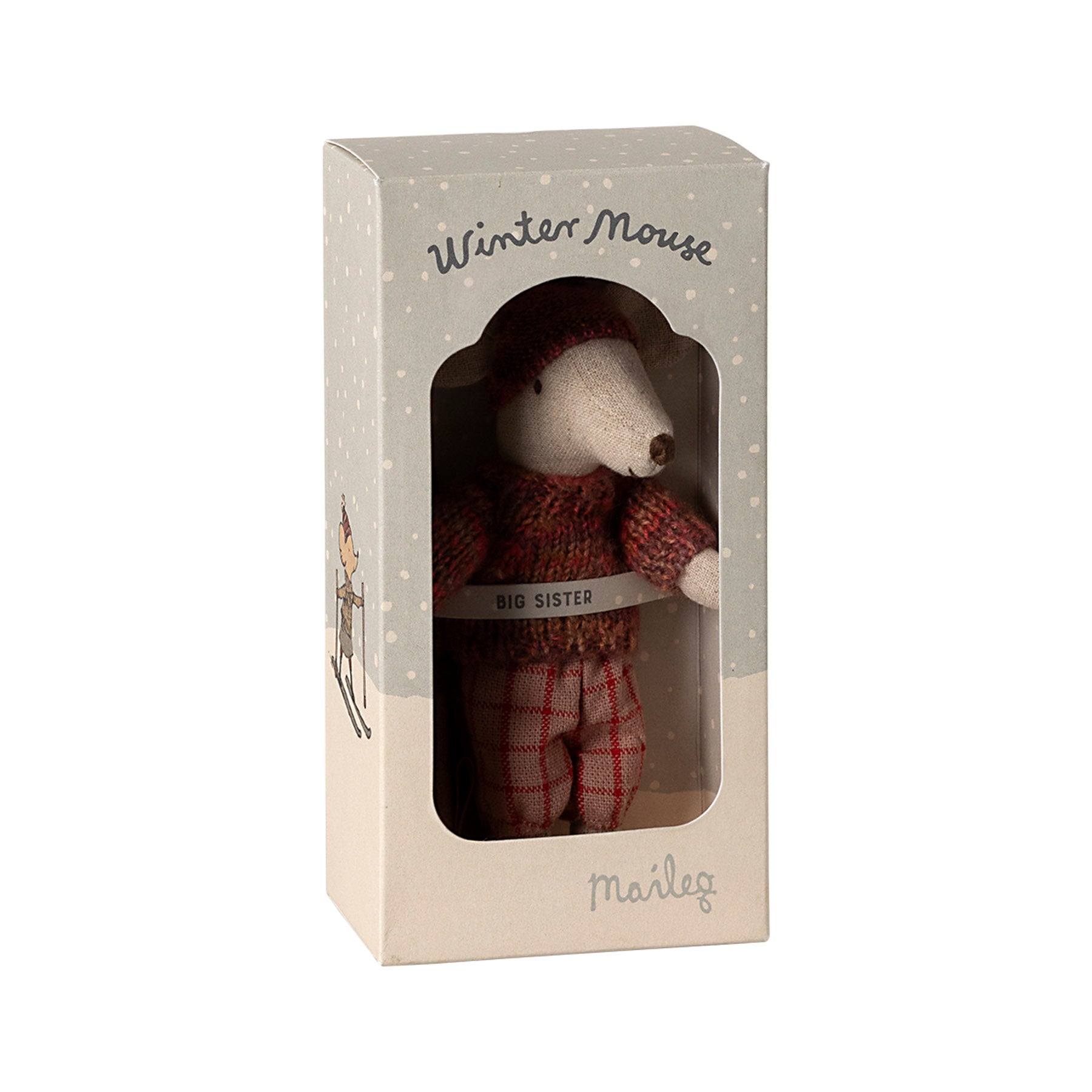 Maileg Winter Ski Mouse, Big Sister with Hat & Skis