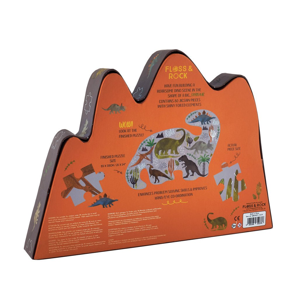 80 Piece "Dino" Shaped Jigsaw With Shaped Box - Dinosaur - I Want That Present