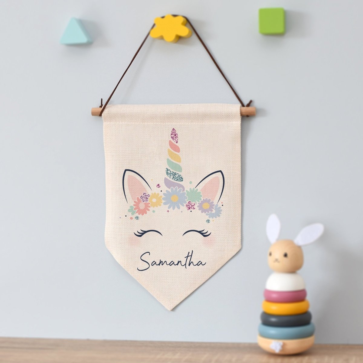 Personalised Unicorn Hanging Banner - I Want That Present