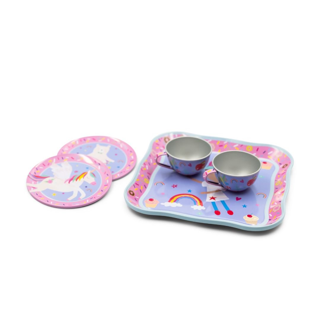 Tin Tea Set 7 Piece - Rainbow Fairy - I Want That Present