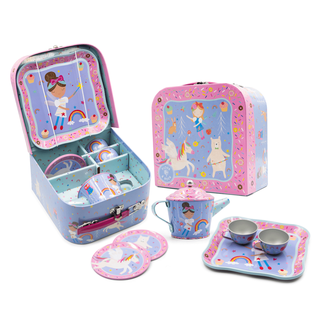 Tin Tea Set 7 Piece - Rainbow Fairy - I Want That Present