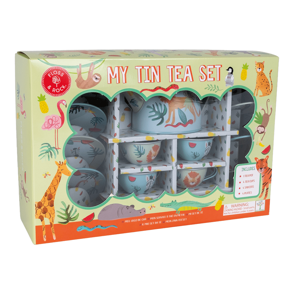 14pc Tin Tea Set - Jungle - I Want That Present
