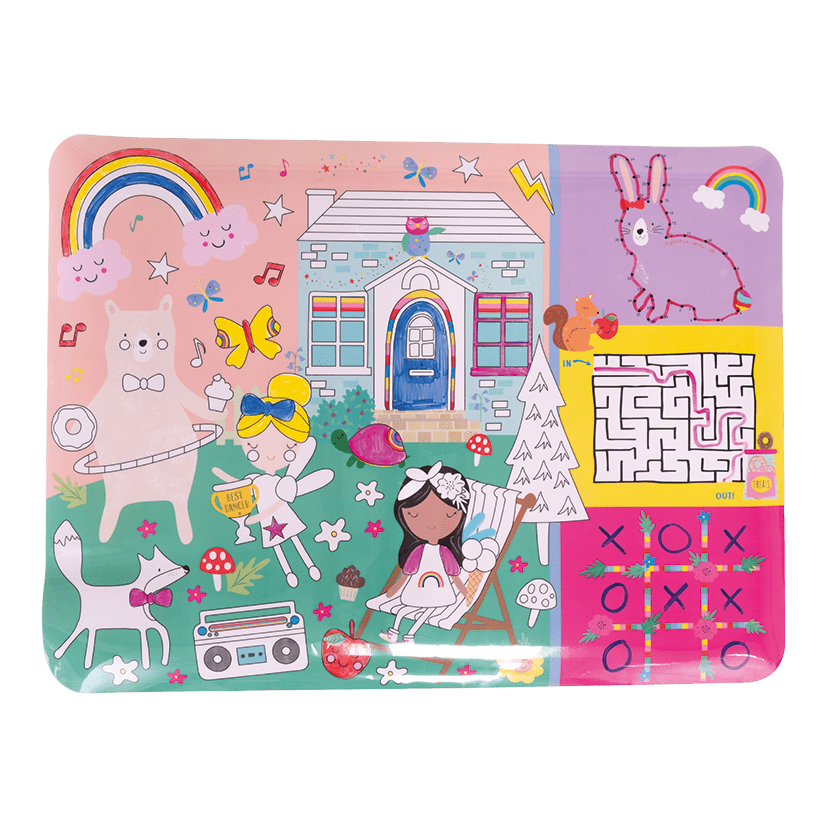 Colouring Fun & Games Mat - Rainbow Fairy - I Want That Present