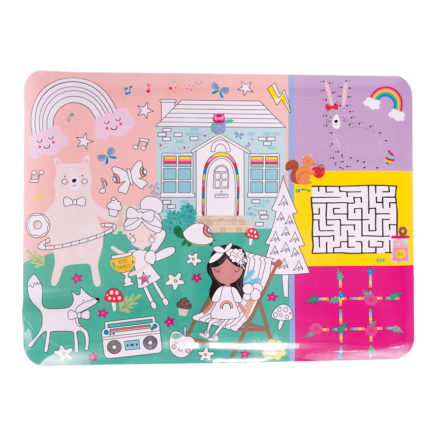 Colouring Fun & Games Mat - Rainbow Fairy - I Want That Present