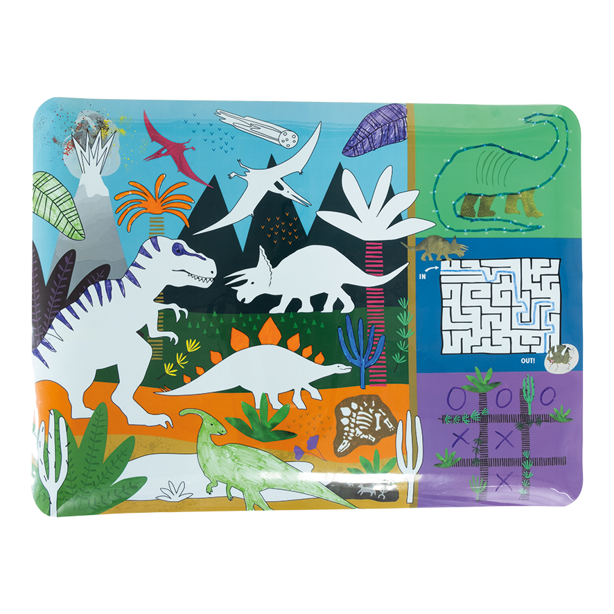 Colouring Fun & Games Mat - Dinosaur