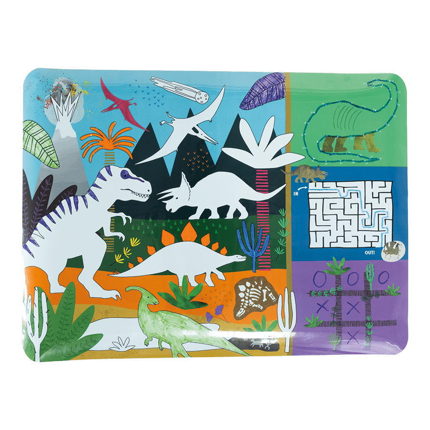 Colouring Fun & Games Mat - Dinosaur - I Want That Present