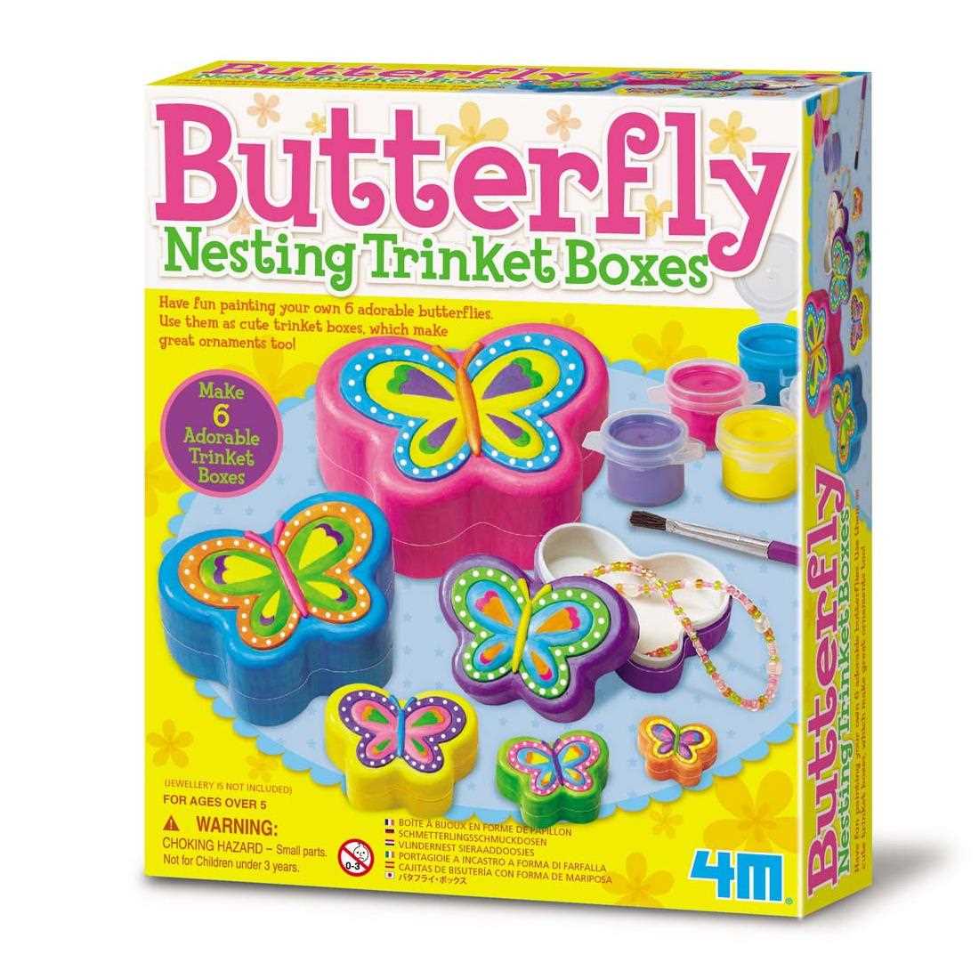 4M Paint Your Own Nesting Butterfly Trinket Boxes - I Want That Present