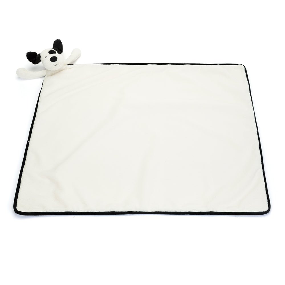 Jellycat Bashful Black & Cream Puppy Blankie - I Want That Present