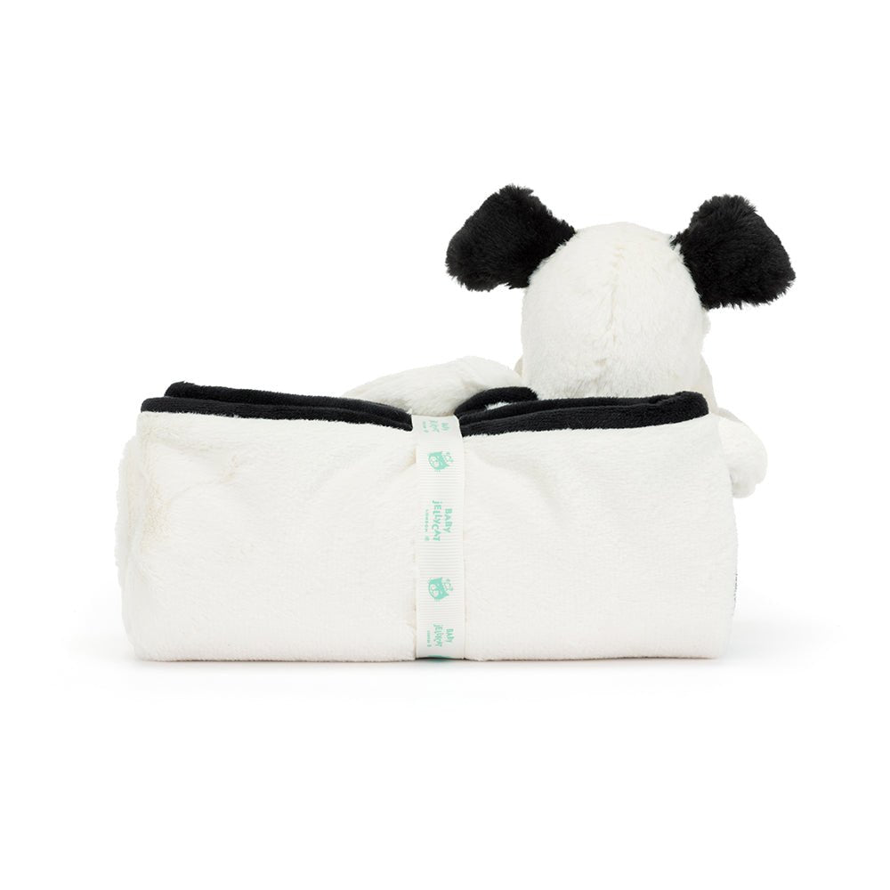 Jellycat Bashful Black & Cream Puppy Blankie - I Want That Present