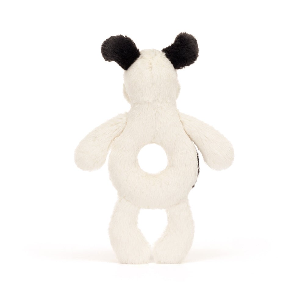 Jellycat Bashful Black & Cream Puppy Ring Rattle - I Want That Present