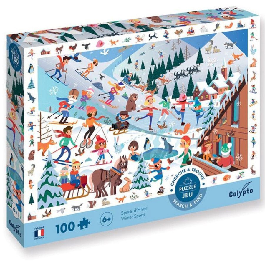 Calypto Jigsaw Puzzle - Search & Find Winter Sports 100 pieces by eeBoo - I Want That Present