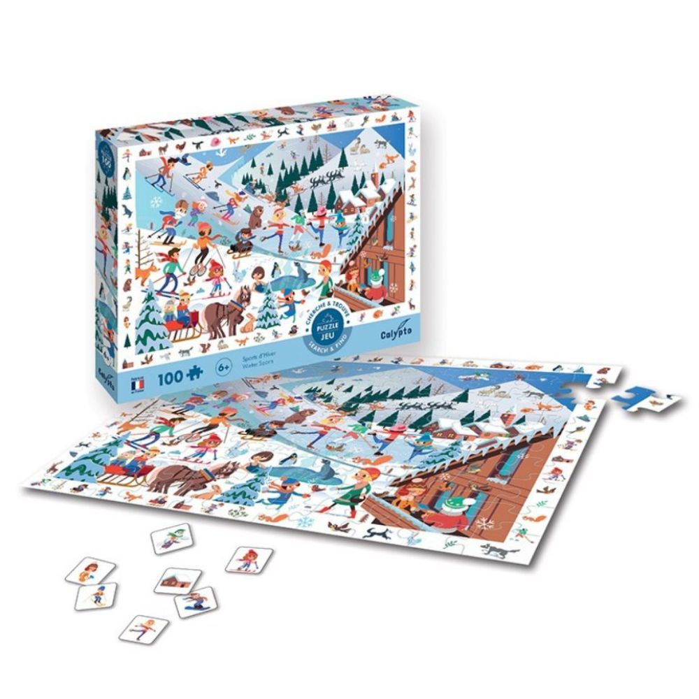 Calypto Jigsaw Puzzle - Search & Find Winter Sports 100 pieces by eeBoo - I Want That Present