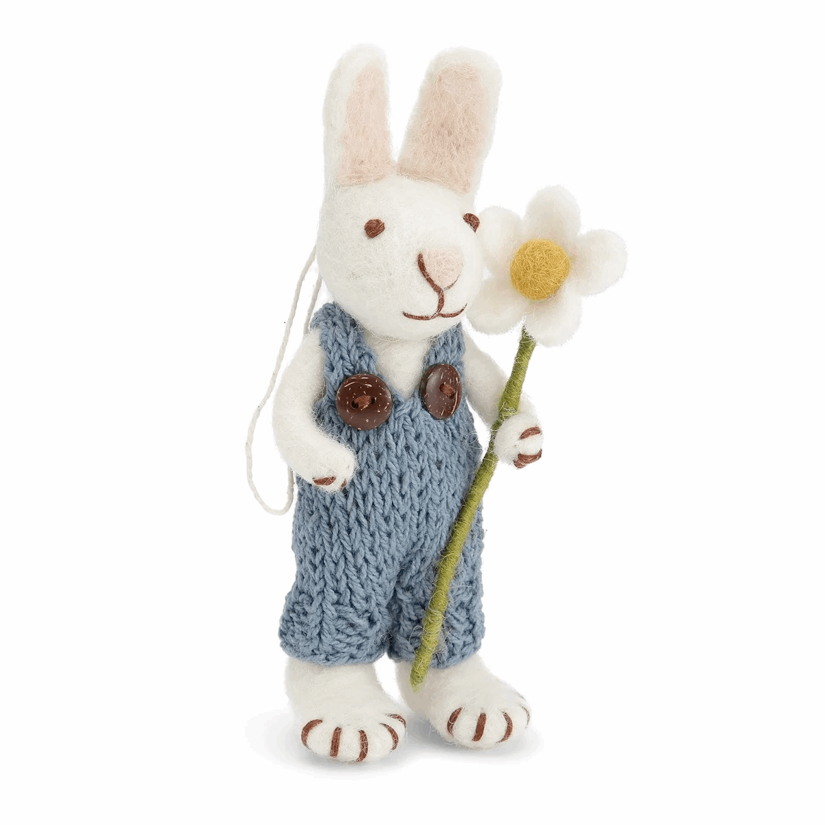 En Gry & Sif White Bunny with Blue Pants & Flower - I Want That Present