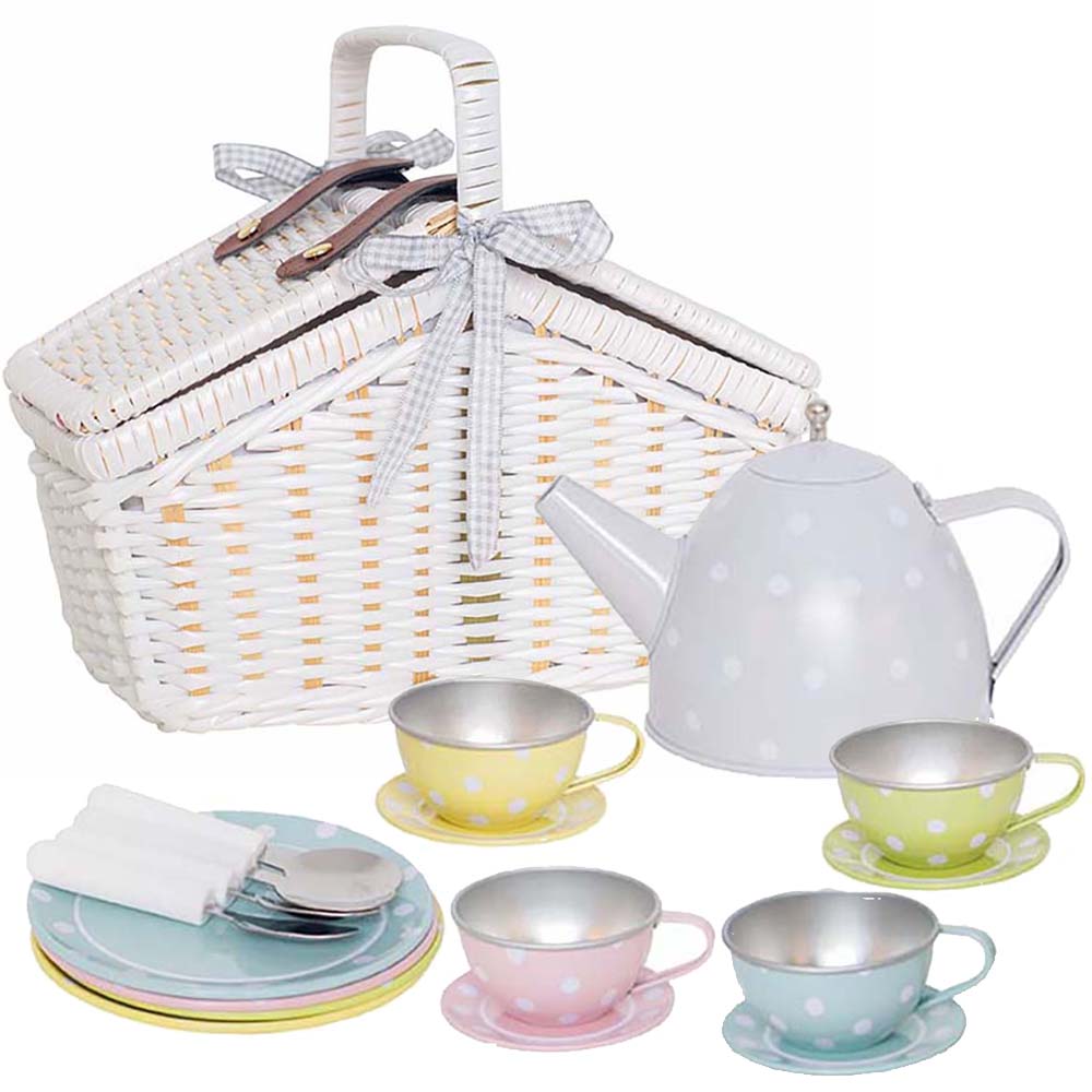 Picnic Basket Tin Tea Set in pastel colours by Jabadabado - I Want That Present