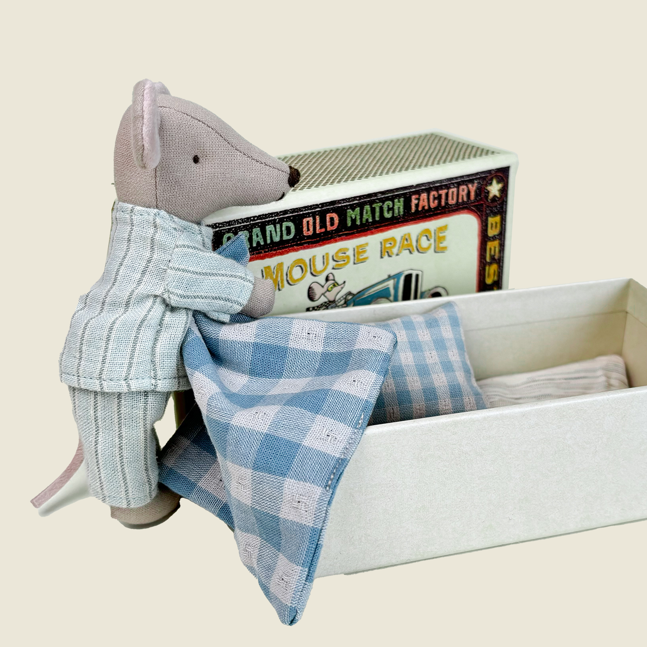 Maileg Big Brother Mouse in a Matchbox - Blue Pyjamas