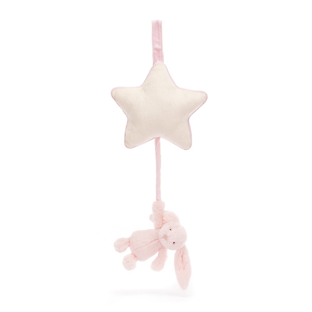 Jellycat Bashful Pink Bunny Musical Pull - I Want That Present