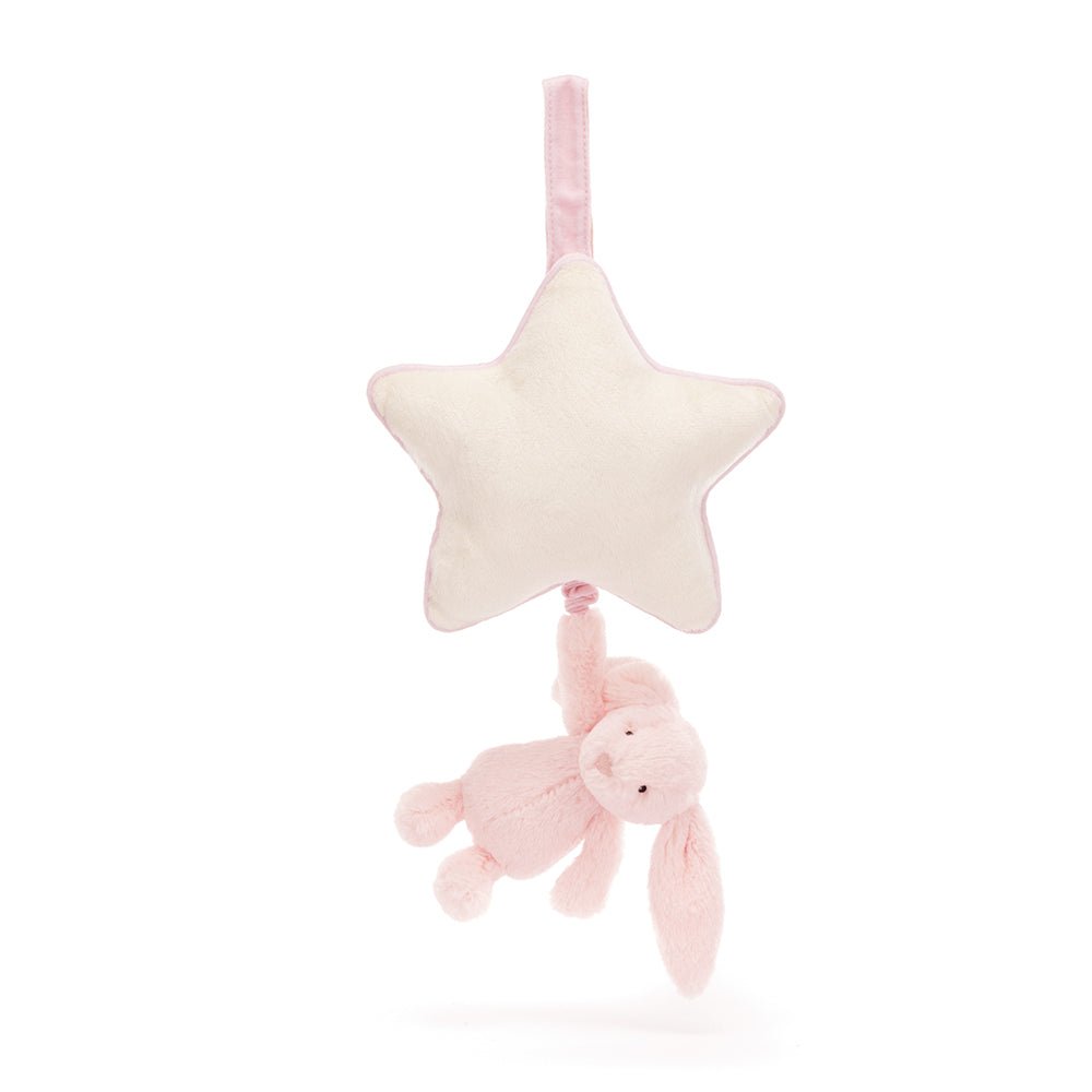 Jellycat Bashful Pink Bunny Musical Pull - I Want That Present