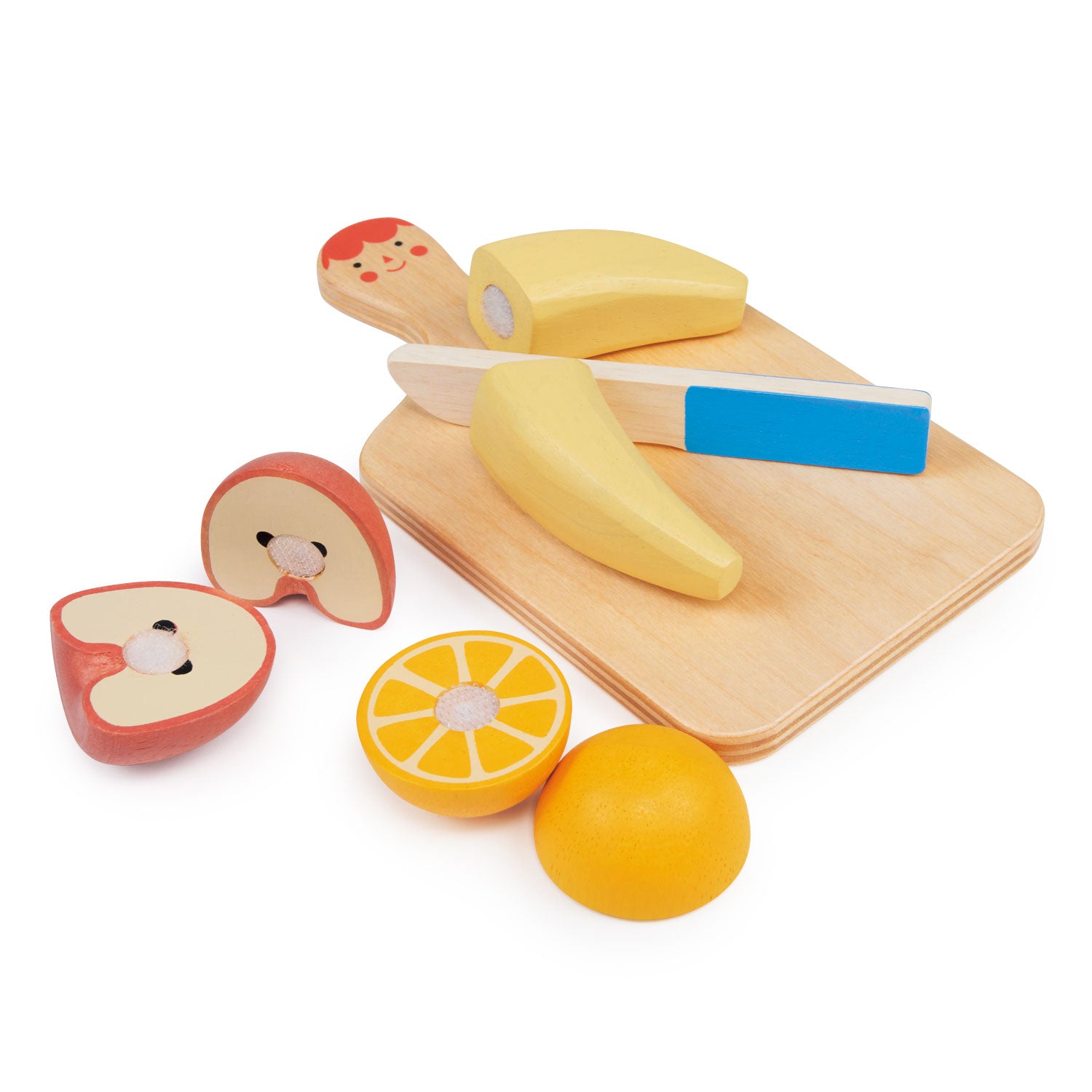 Mentari wooden chopping board, apple, orange and banana