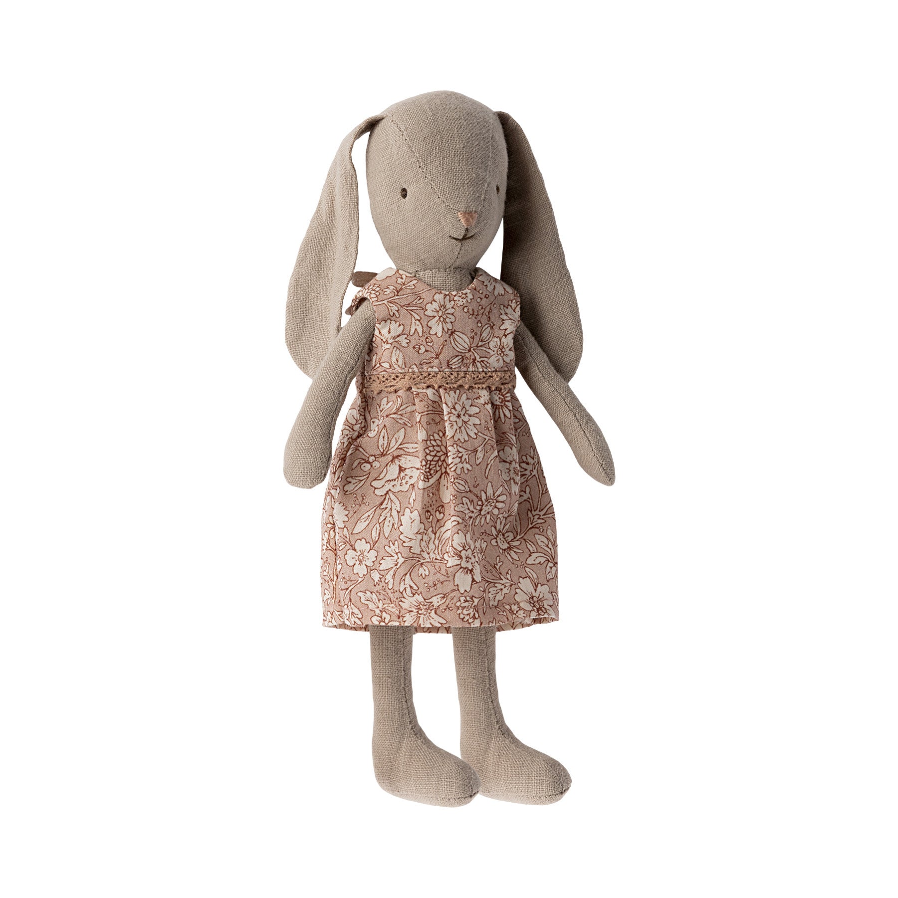 Maileg bunny with a peach floral dress