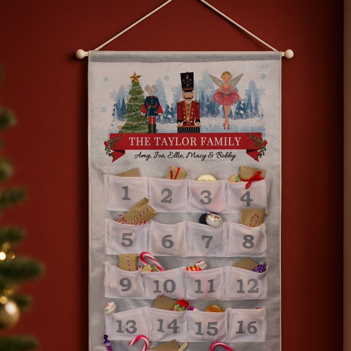 Personalised Nutcracker Advent Calendar In Silver Grey - I Want That Present