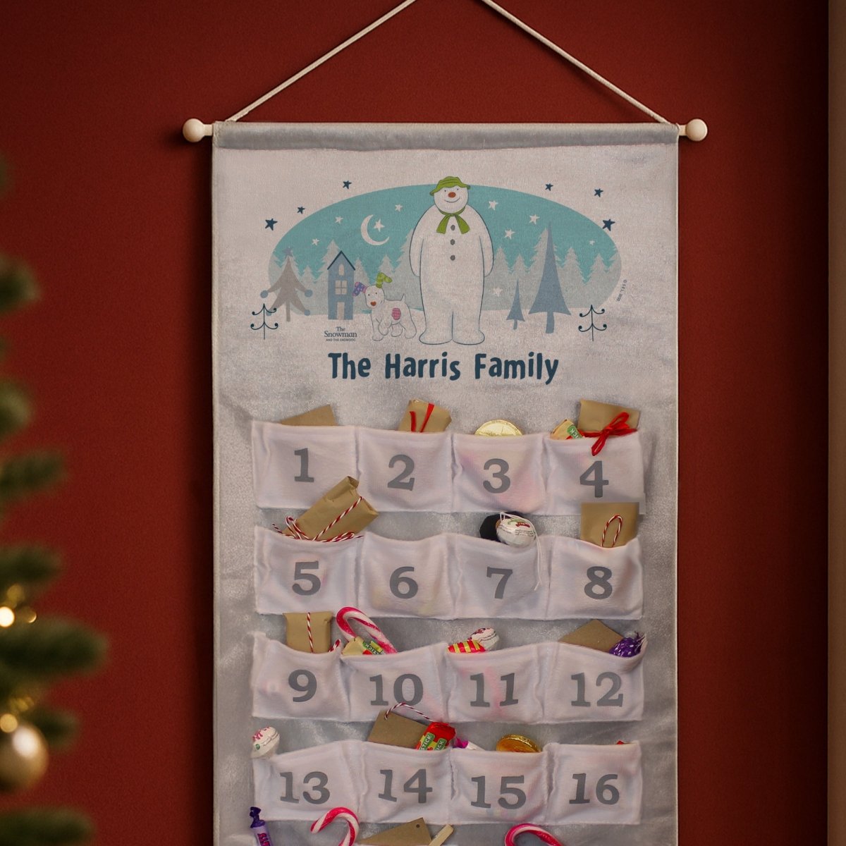 Personalised The Snowman and the Snowdog Advent Calendar In Silver Grey - I Want That Present