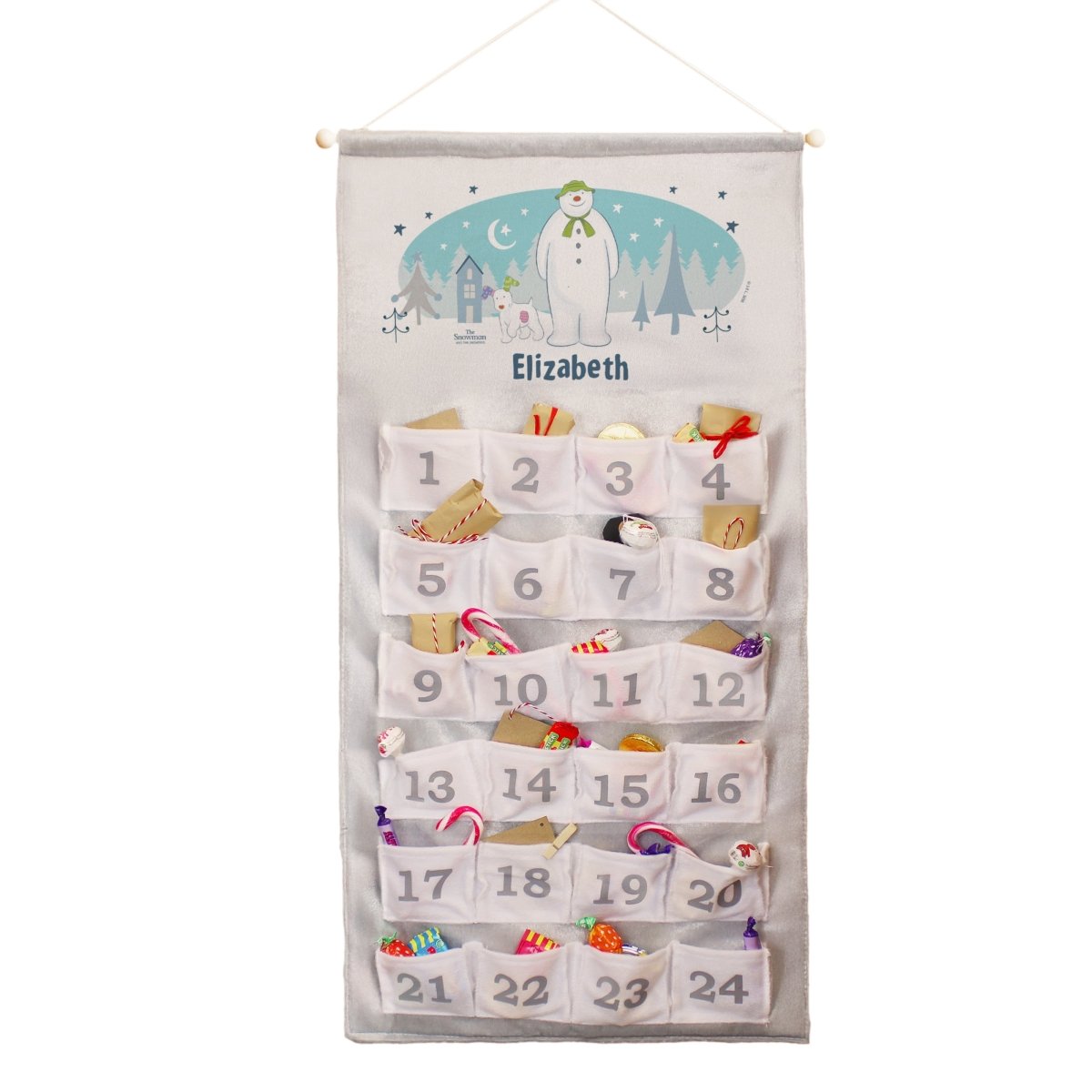 Personalised The Snowman and the Snowdog Advent Calendar In Silver Grey - I Want That Present