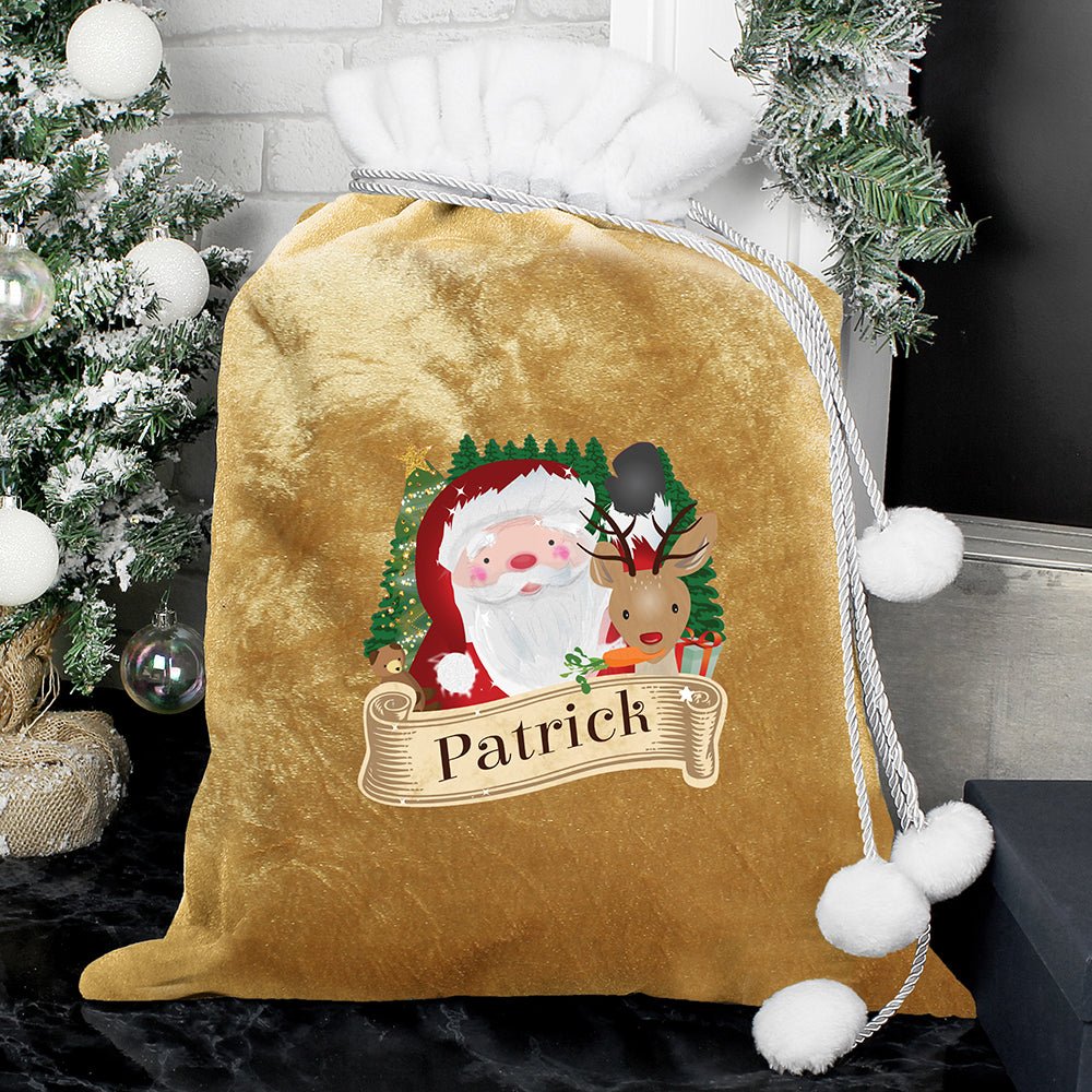 Personalised Christmas Santa Gold Sack - I Want That Present