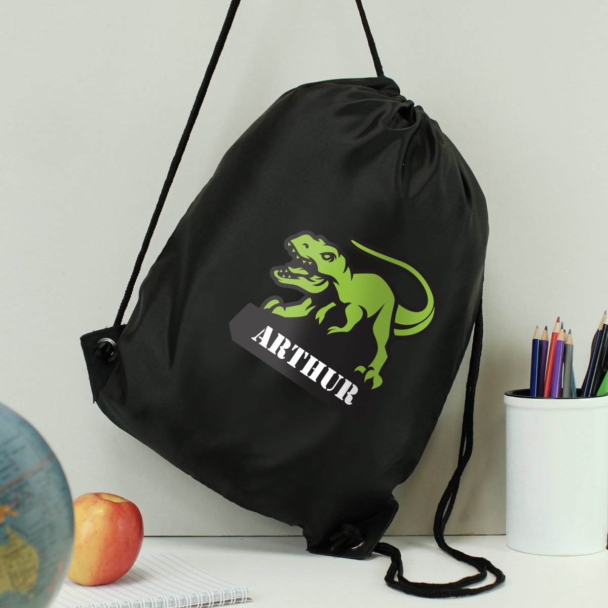 Personalised Dinosaur Black Kit Bag - I Want That Present