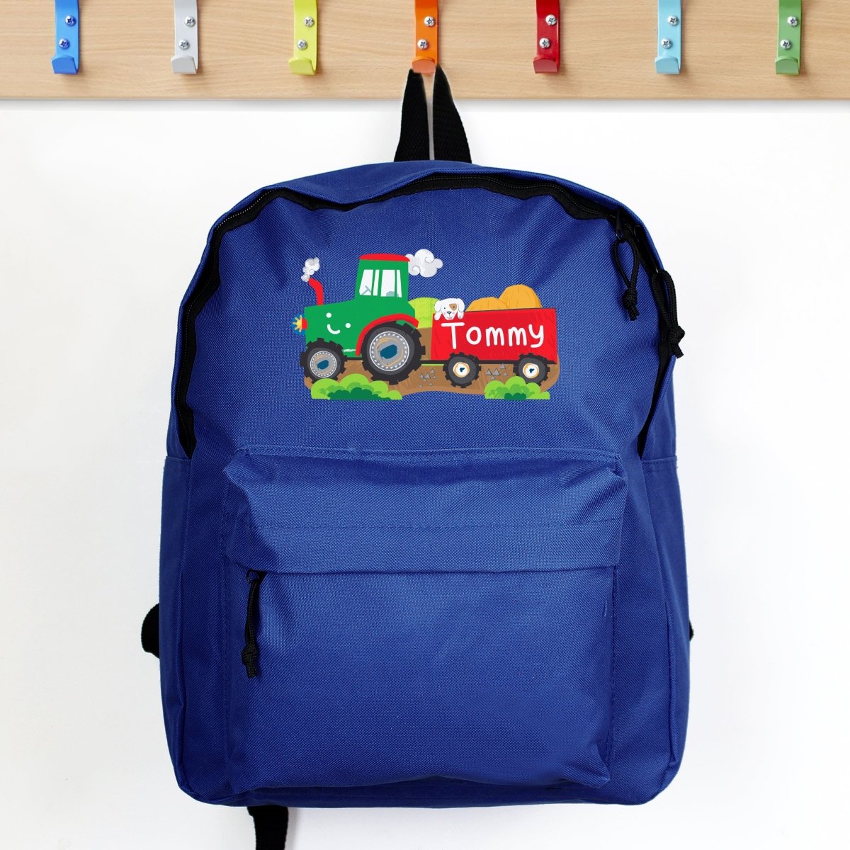 Personalised Tractor Blue Backpack - I Want That Present