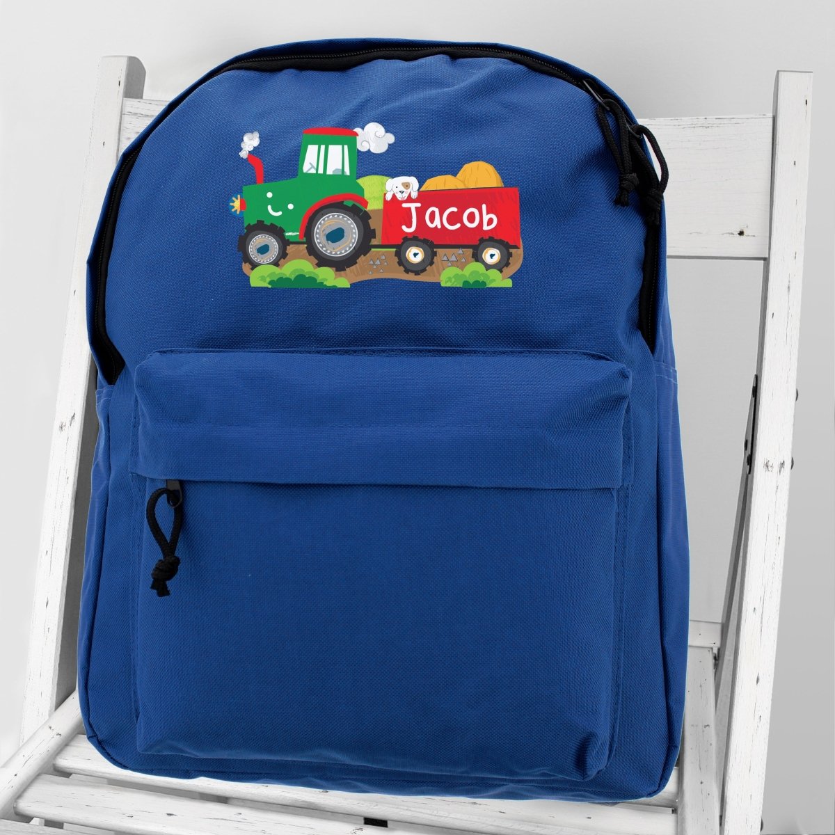 Personalised Tractor Blue Backpack - I Want That Present