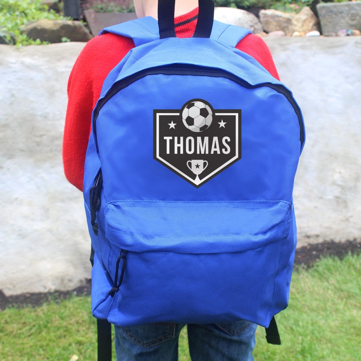 Personalised Football Blue Backpack - I Want That Present