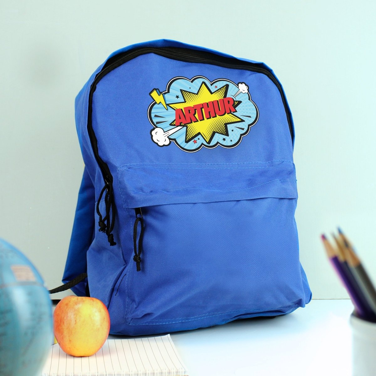 Personalised Superhero Blue Backpack - I Want That Present