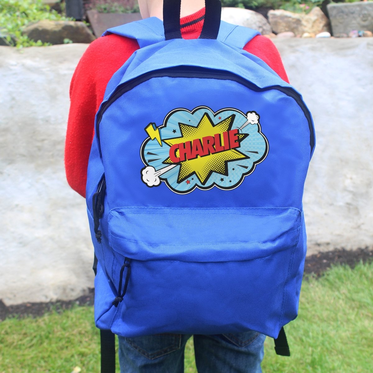 Personalised Superhero Blue Backpack - I Want That Present
