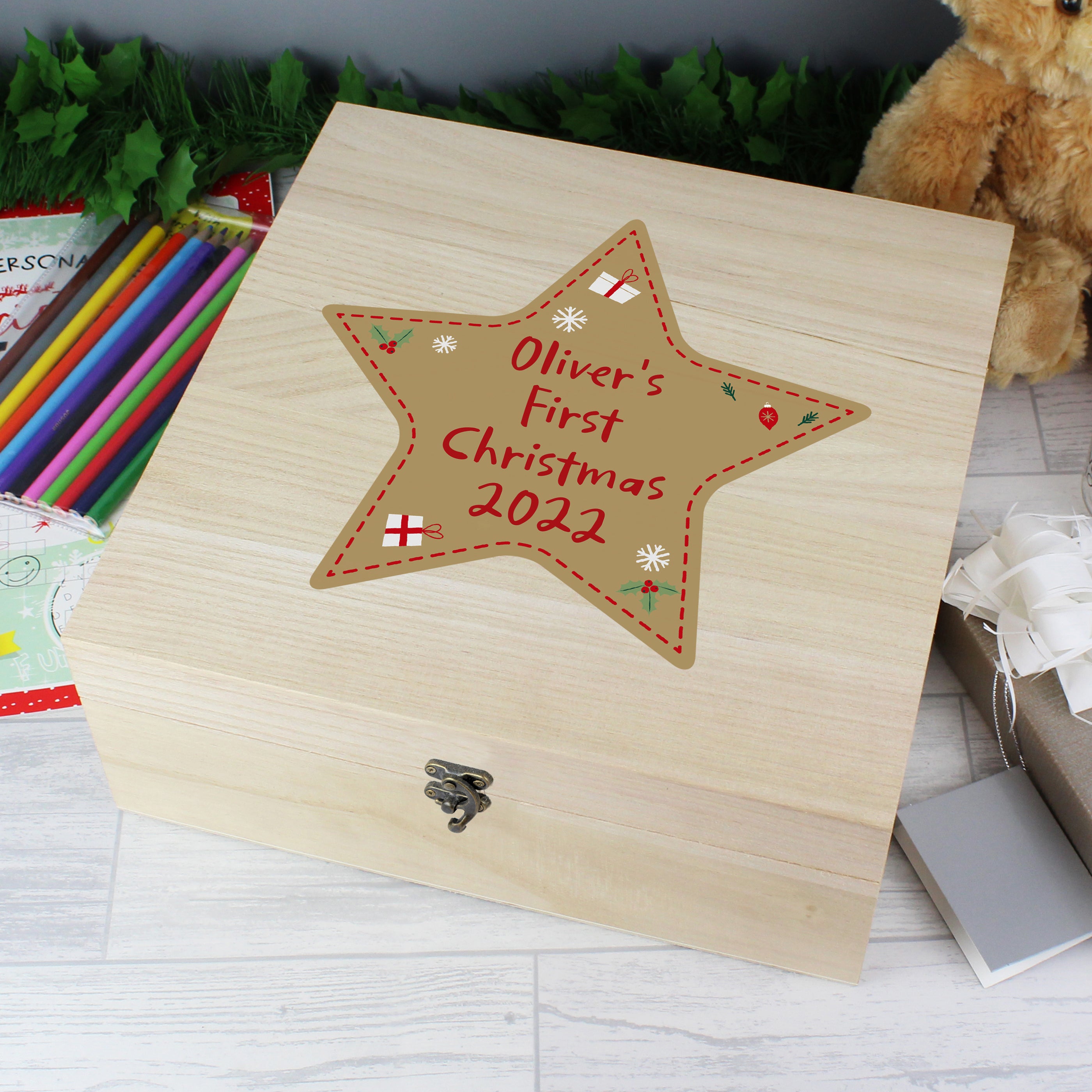 Personalised Wooden Christmas Eve Box - Star