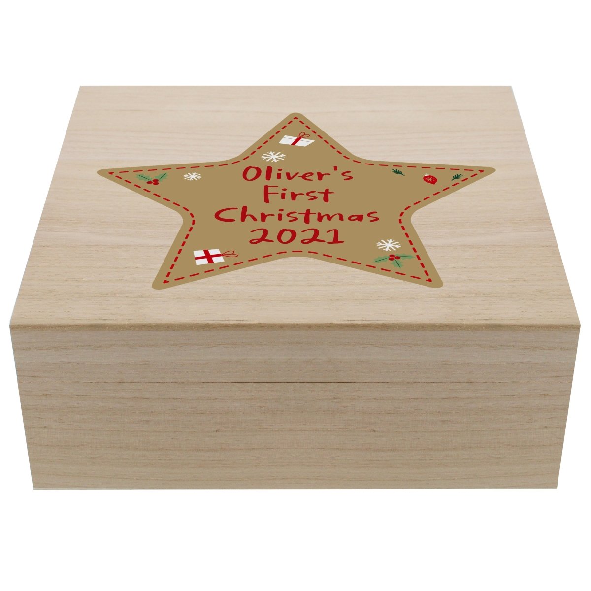 Personalised Wooden Christmas Eve Box - Star - I Want That Present