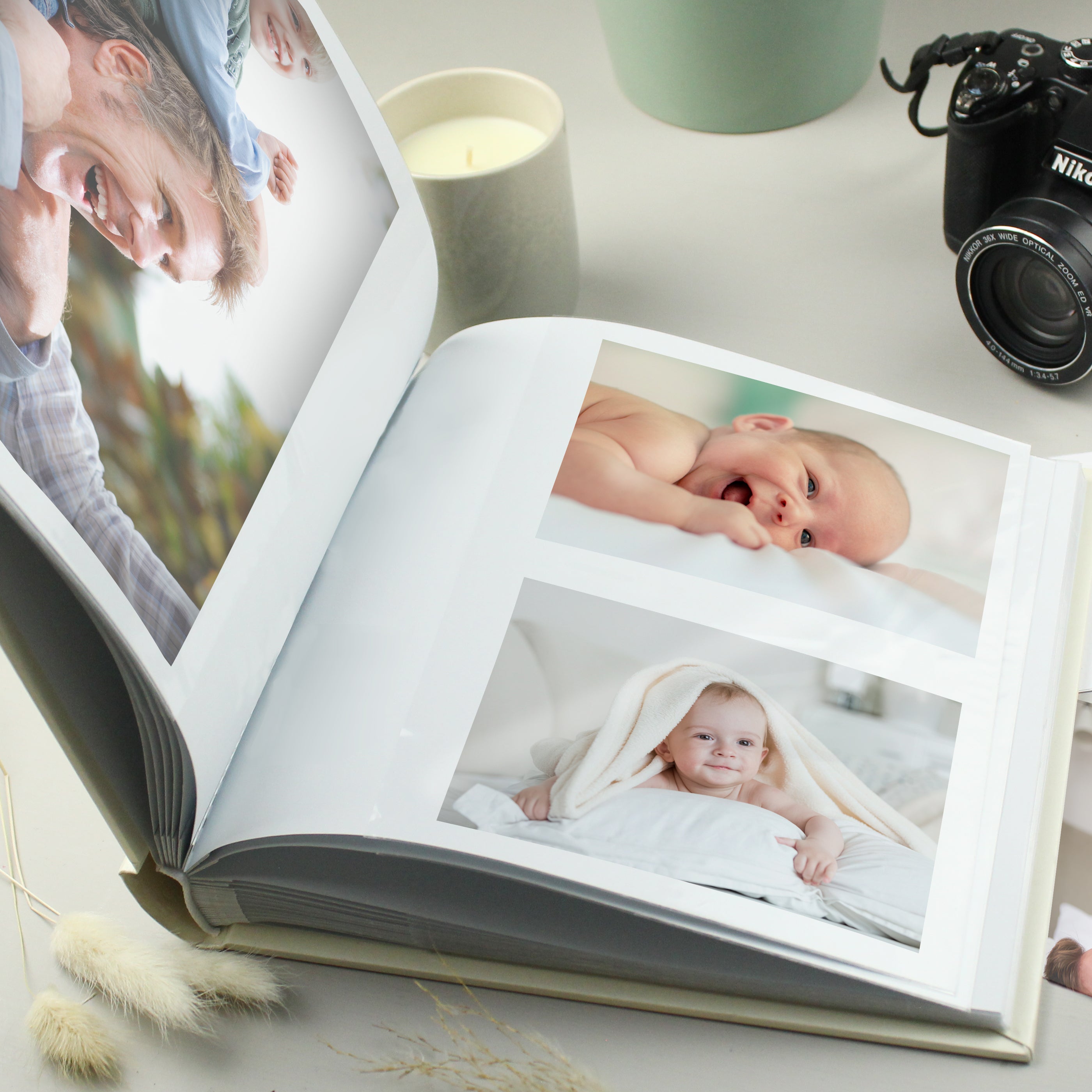 Personalised New Baby Moon & Stars Photo Album (square)