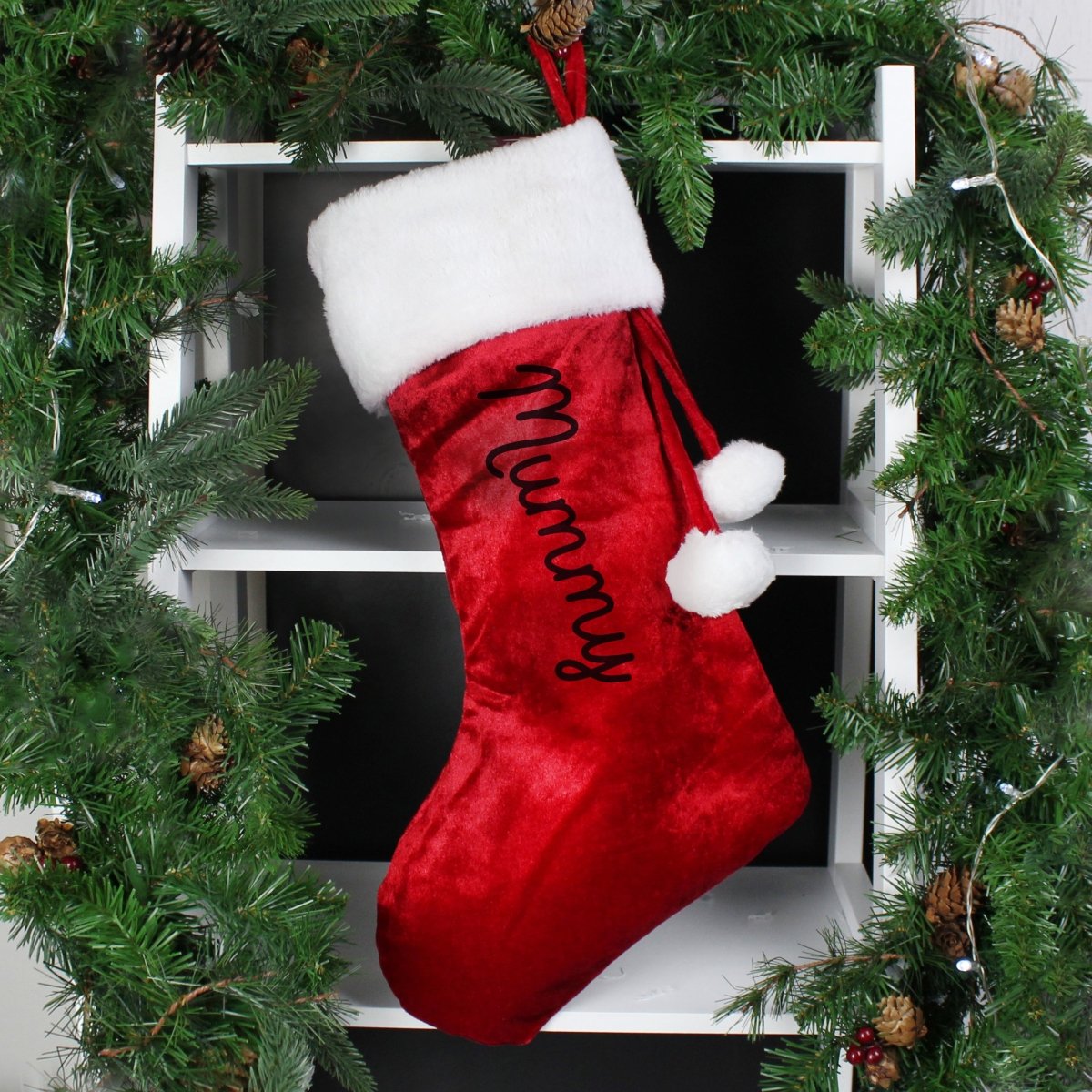 Personalised Name Only Red Stocking - I Want That Present