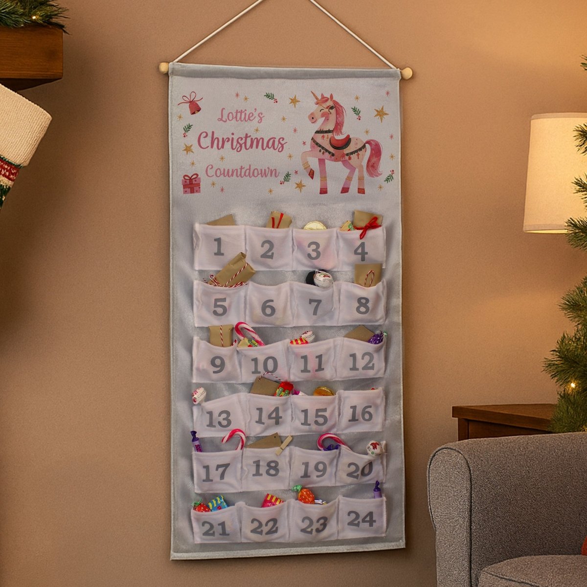 Personalised Unicorn Christmas Advent Calendar - I Want That Present