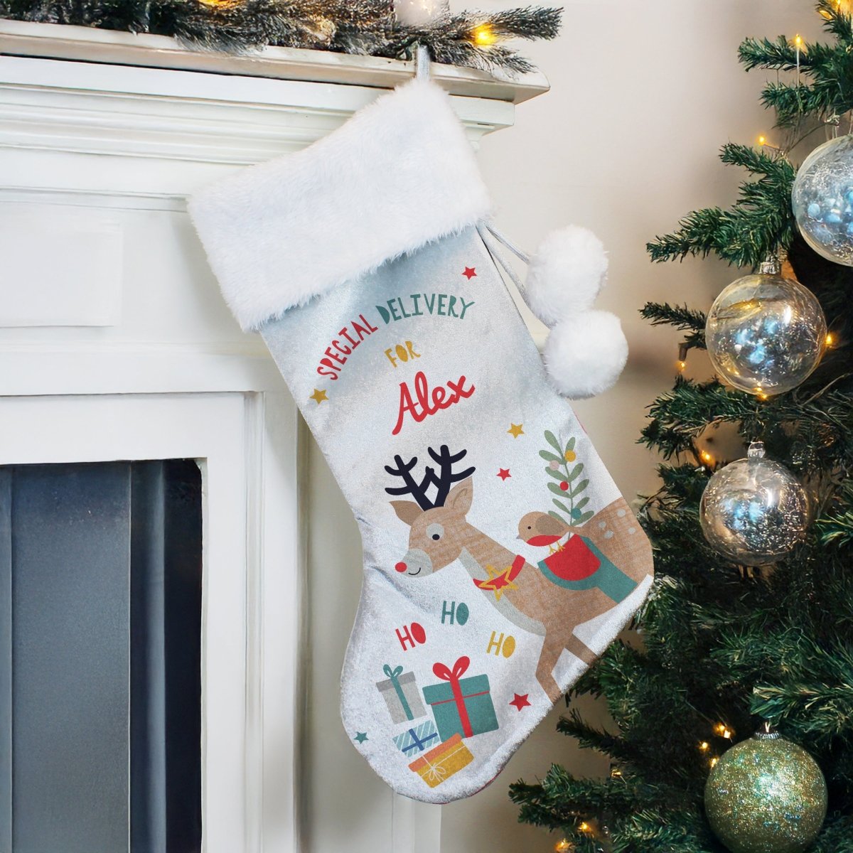 Personalised Reindeer Christmas Stocking - I Want That Present