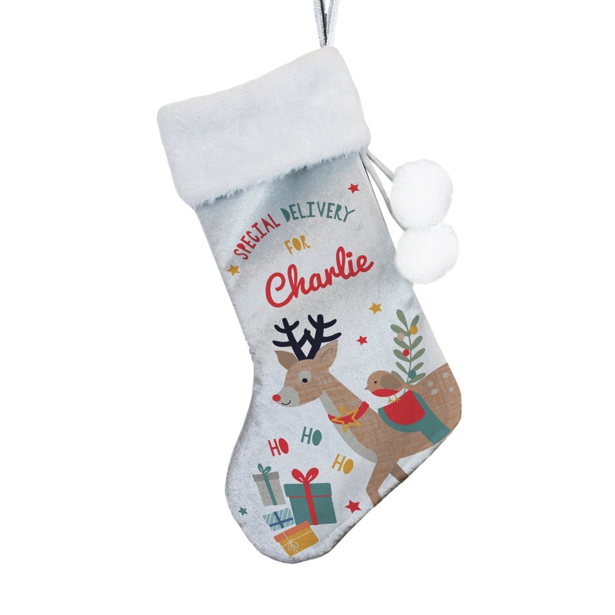 Personalised Reindeer Christmas Stocking - I Want That Present