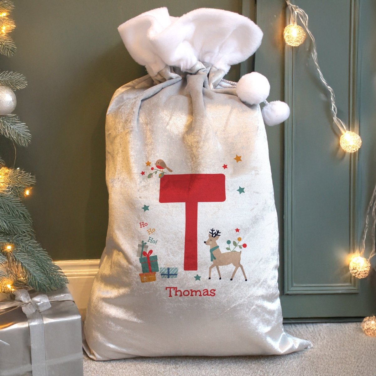 Personalised Initial Reindeer Christmas Sack - I Want That Present