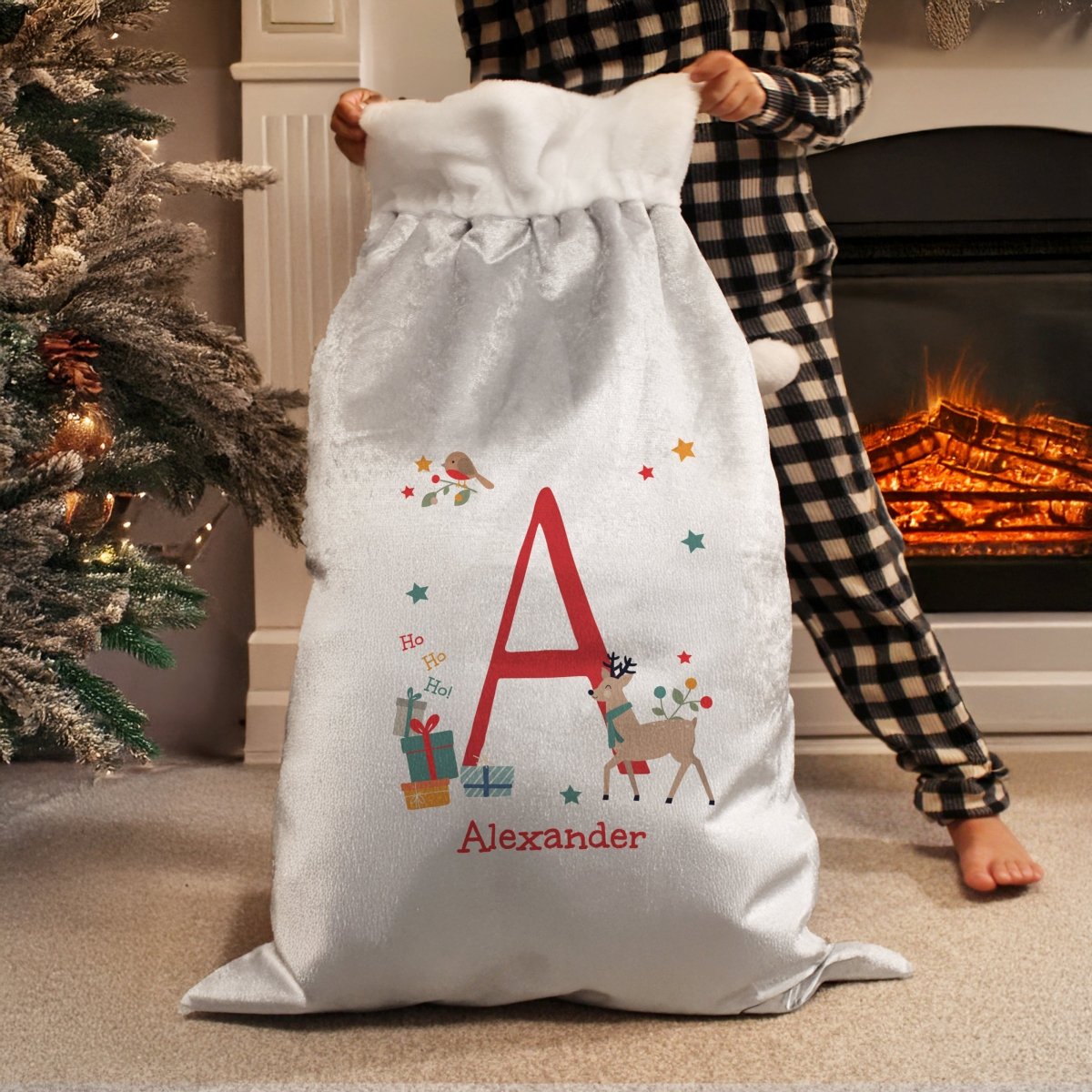 Personalised Initial Reindeer Christmas Sack - I Want That Present