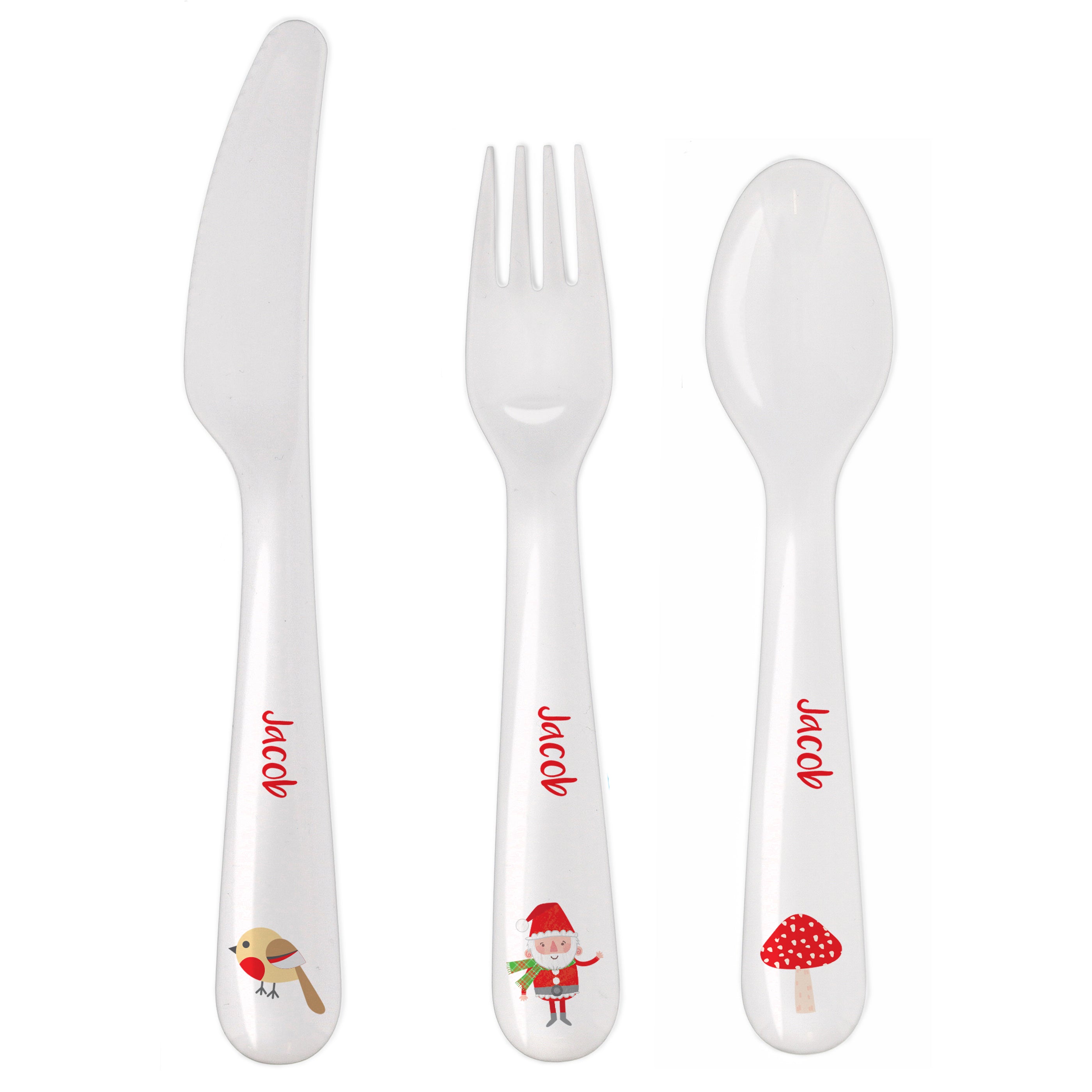Personalised Christmas Plastic Cutlery Set