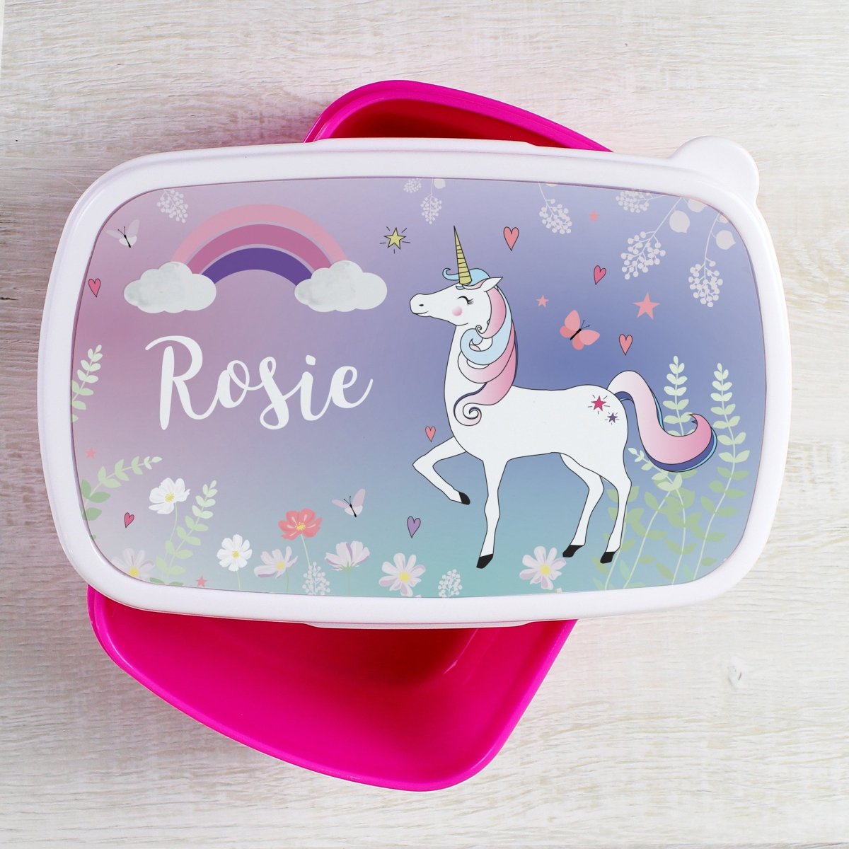 Personalised Unicorn Name Only Pink Lunch Box - I Want That Present