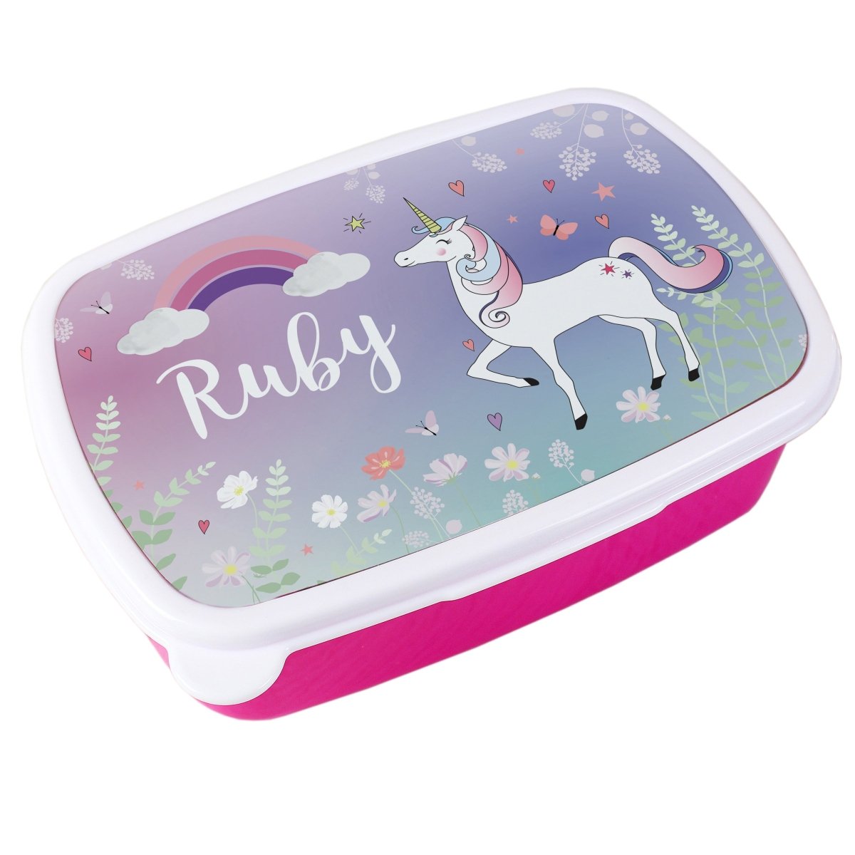 Personalised Unicorn Name Only Pink Lunch Box - I Want That Present