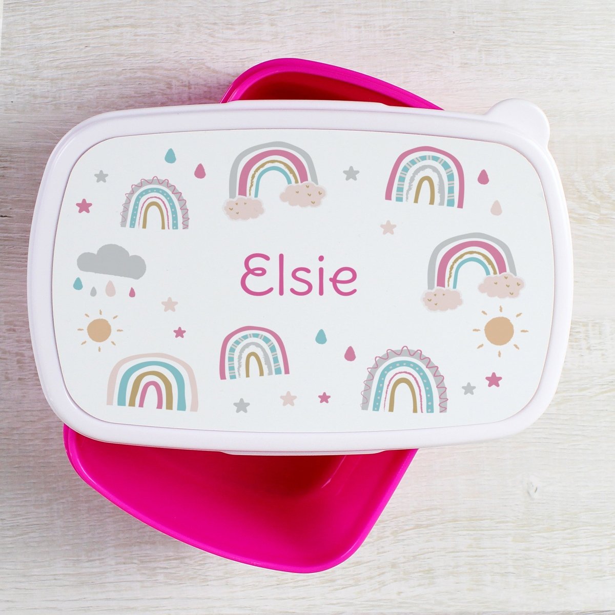 Personalised Rainbow Name Only Pink Lunch Box - I Want That Present