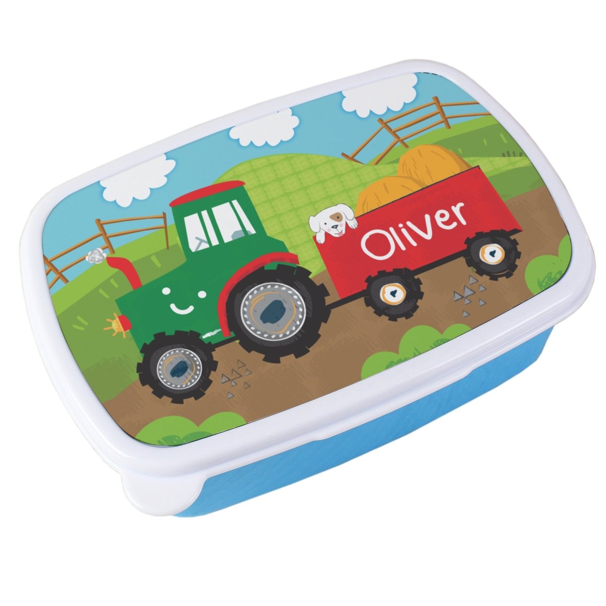 Personalised Tractor Name Only Blue Lunch Box - I Want That Present