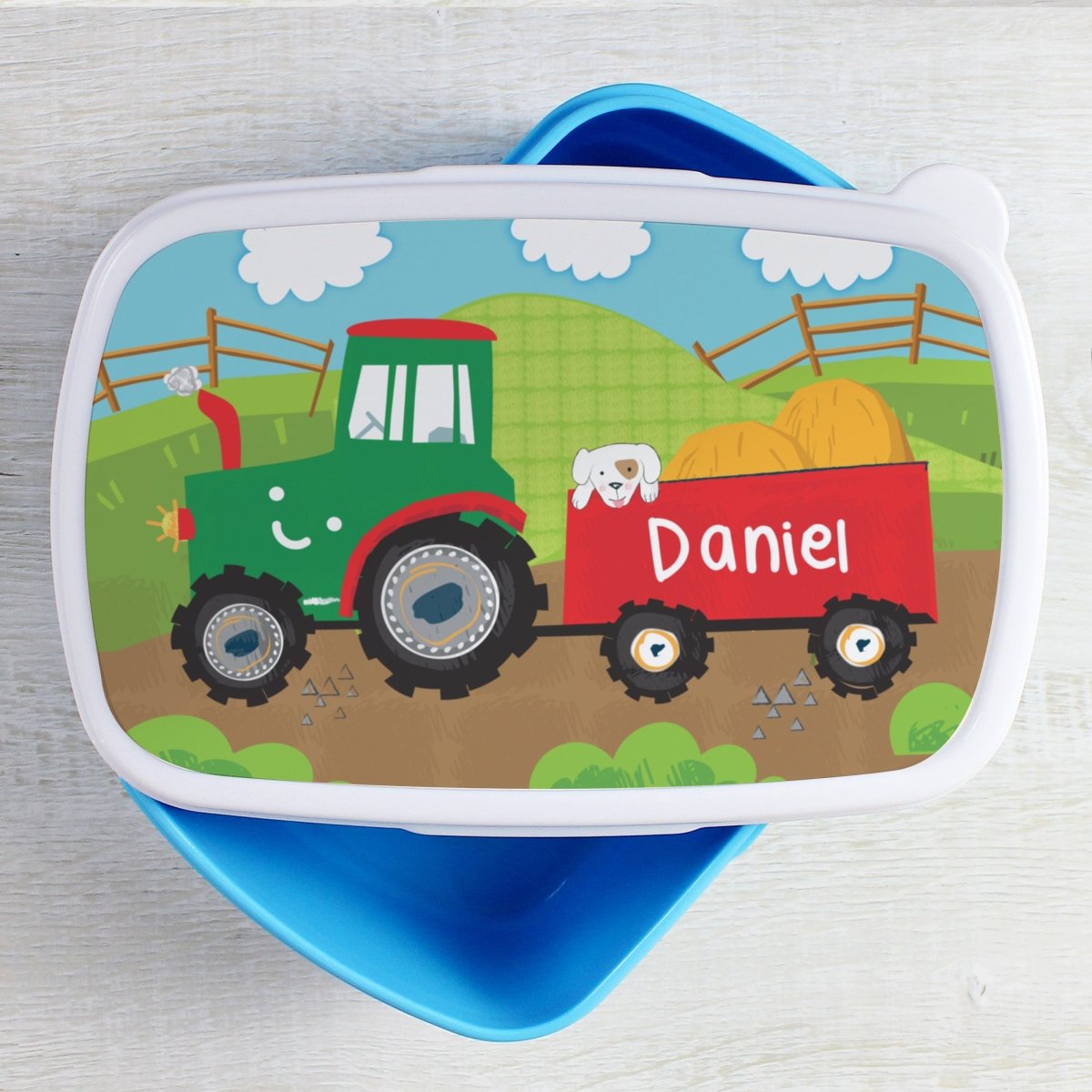 Personalised Tractor Name Only Blue Lunch Box - I Want That Present